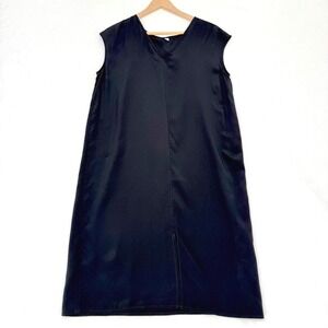 LILYSILK Sleeveless V-Neck Silk Midi Dress 100% Mulberry SILK Black Slip Nighty